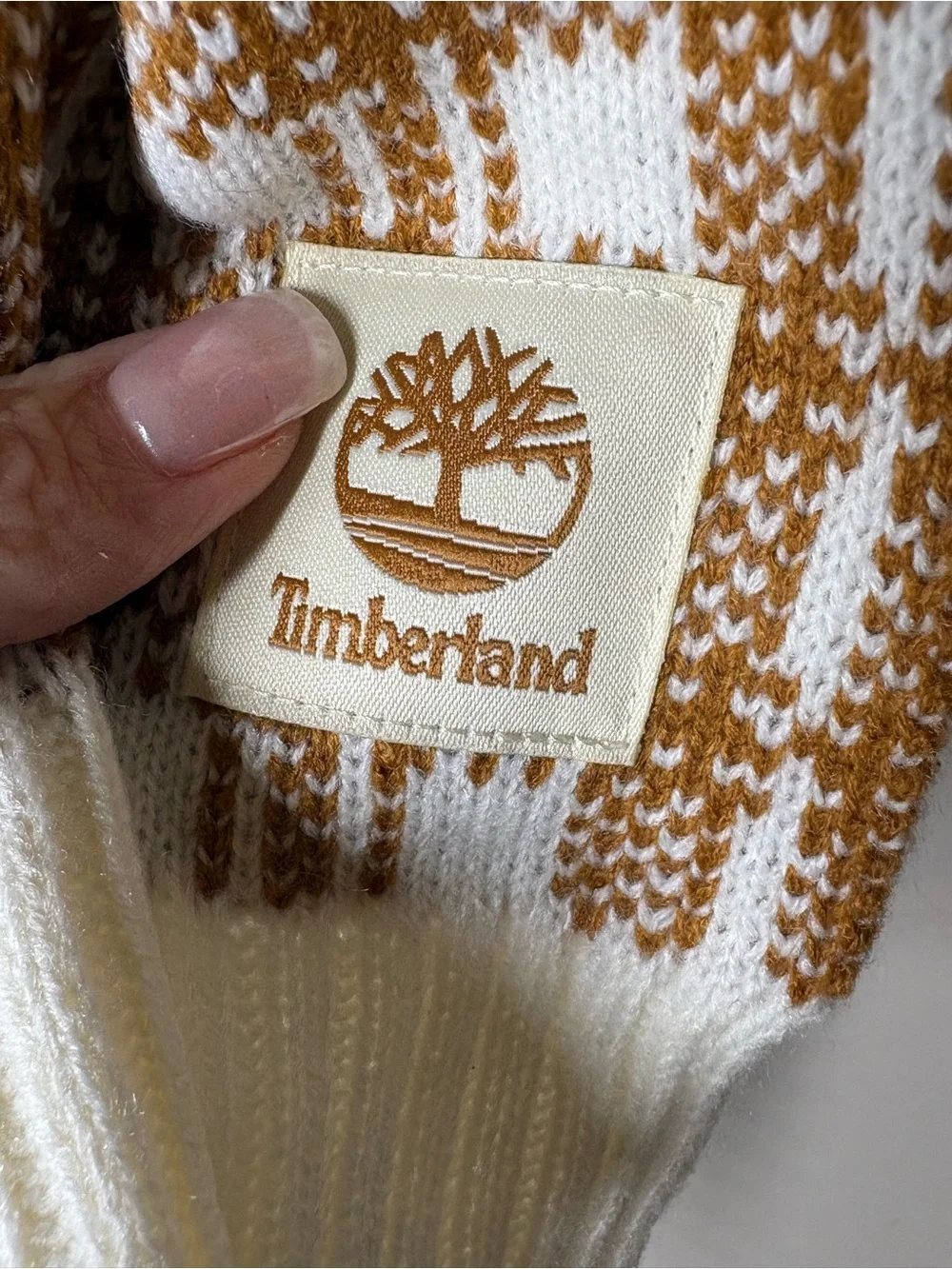 {EUC} Women's TIMBERLAND Brown and Cream Plaid Knit Scarf